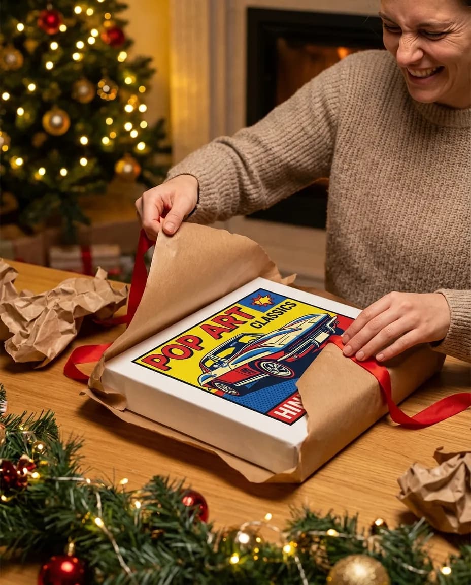 Unwrapping a canvas gift