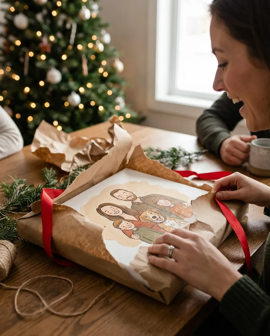 Unwrapping a canvas gift