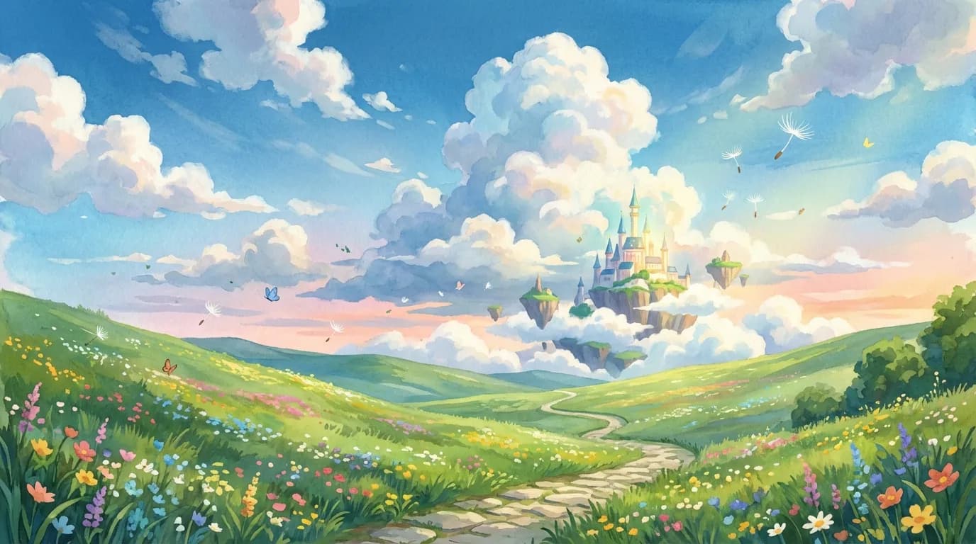 Ghibli style portrait background