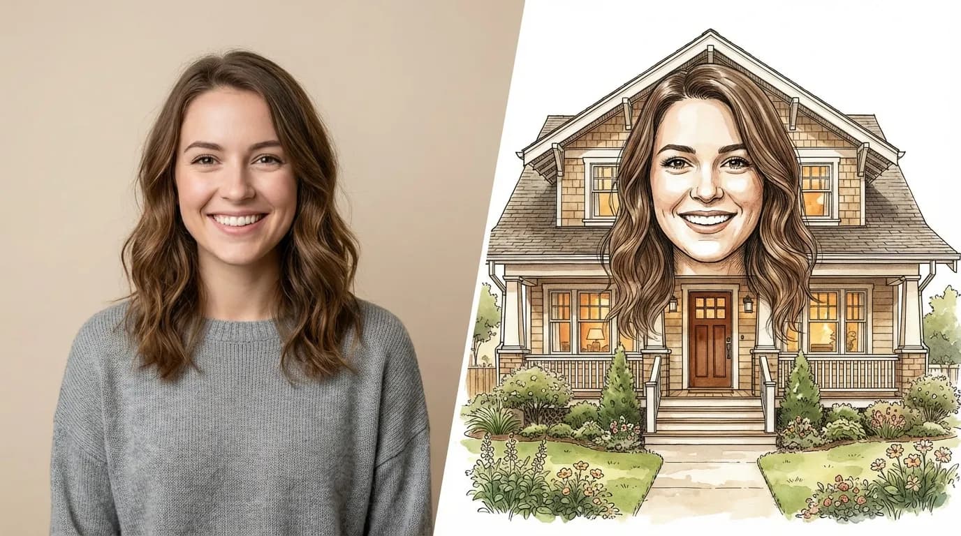 Before and after house portrait transformation