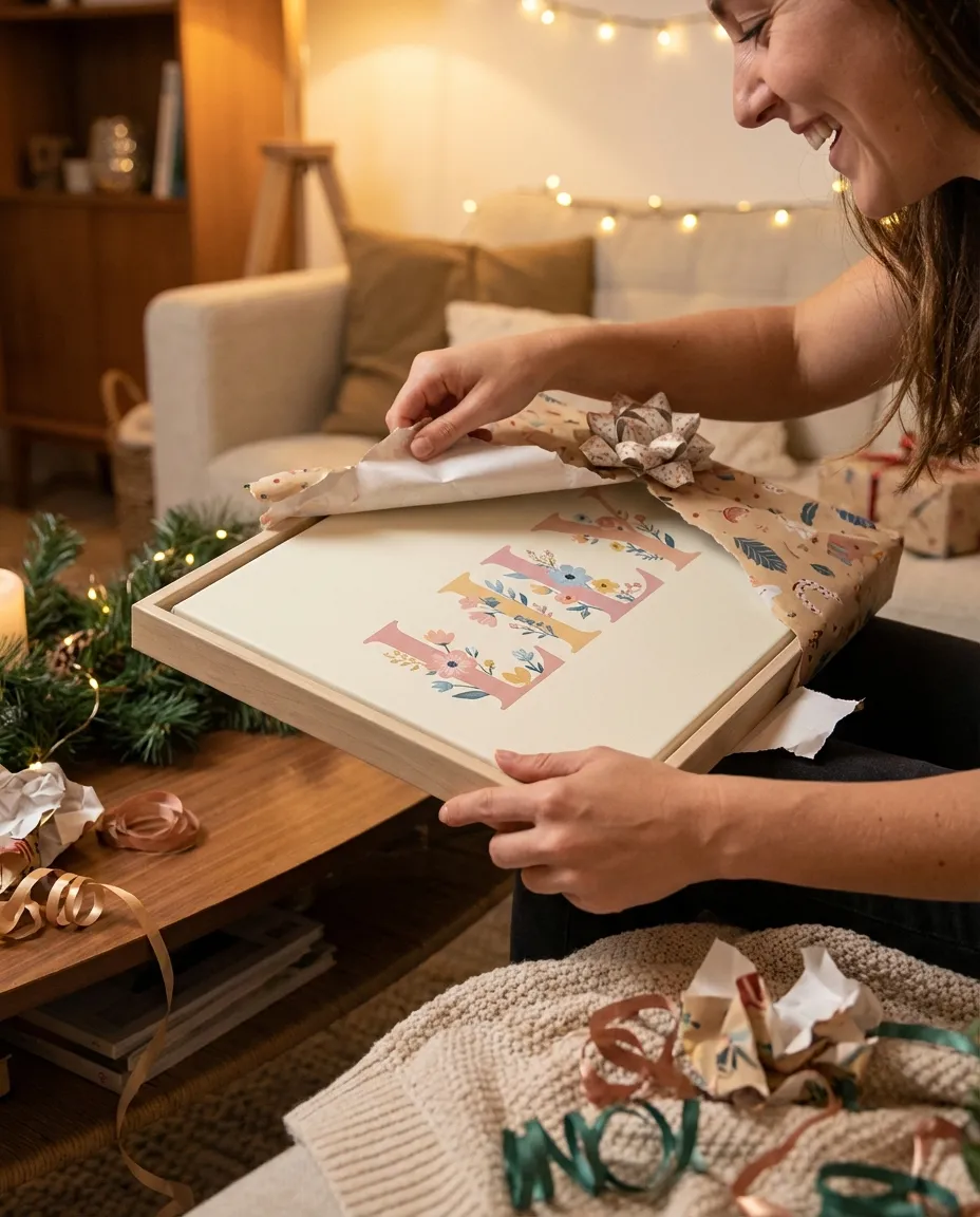 Unwrapping a canvas gift