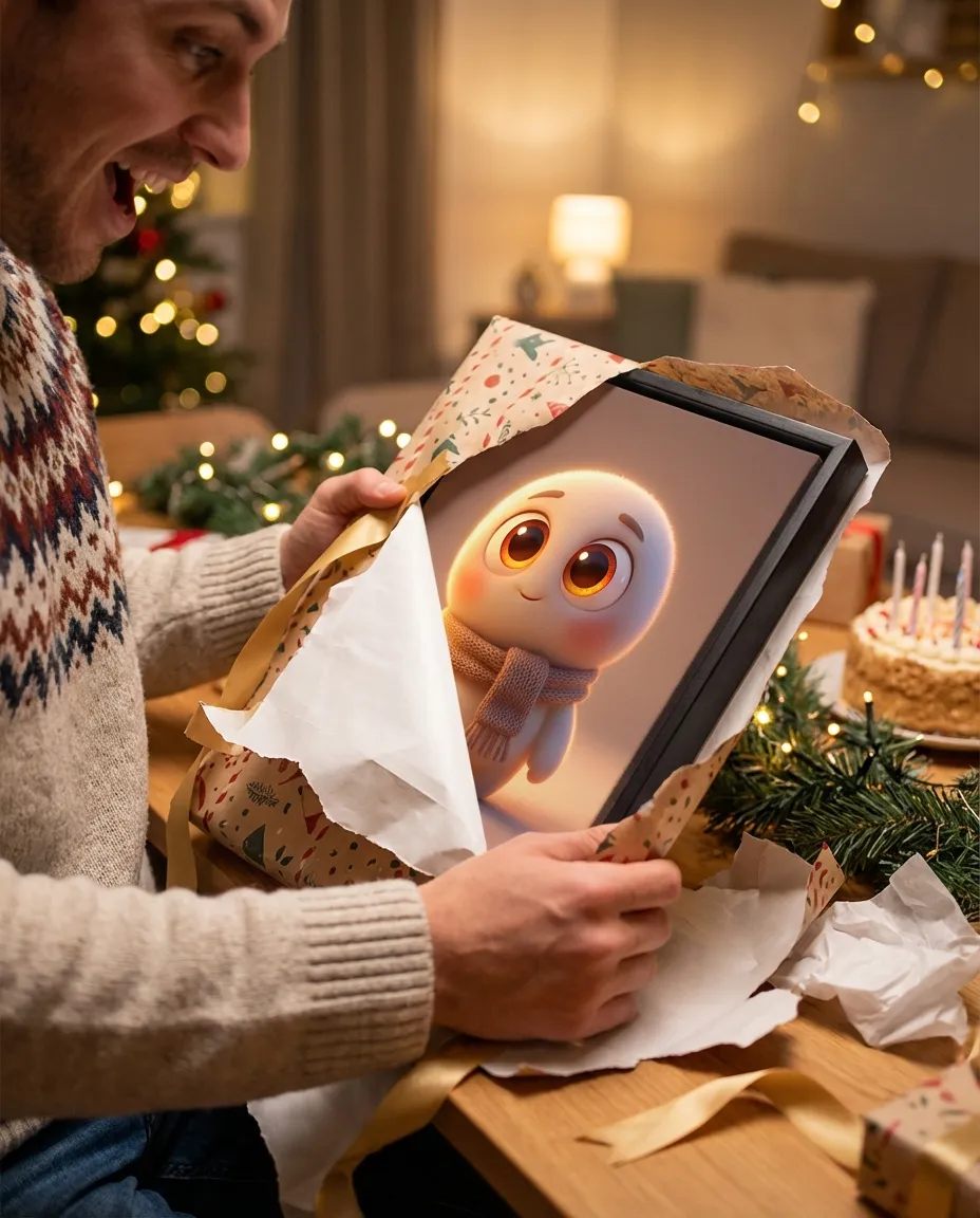 Unwrapping a canvas gift