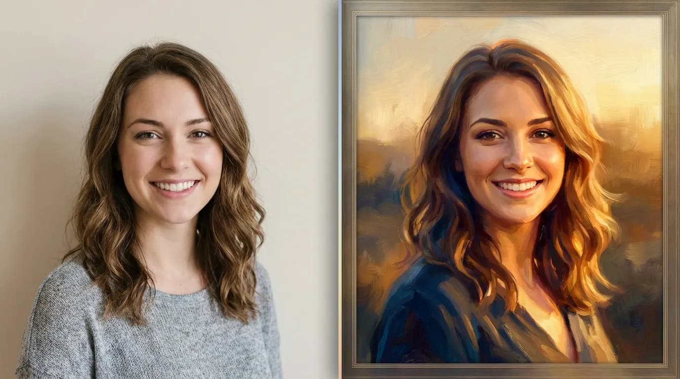 Before and after portrait gift transformation