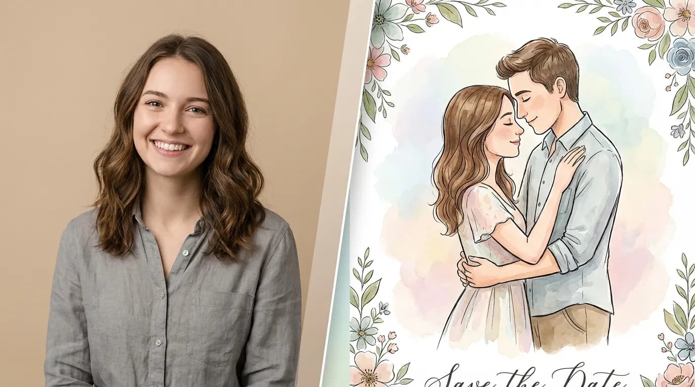 Before and after save the date illustration transformation