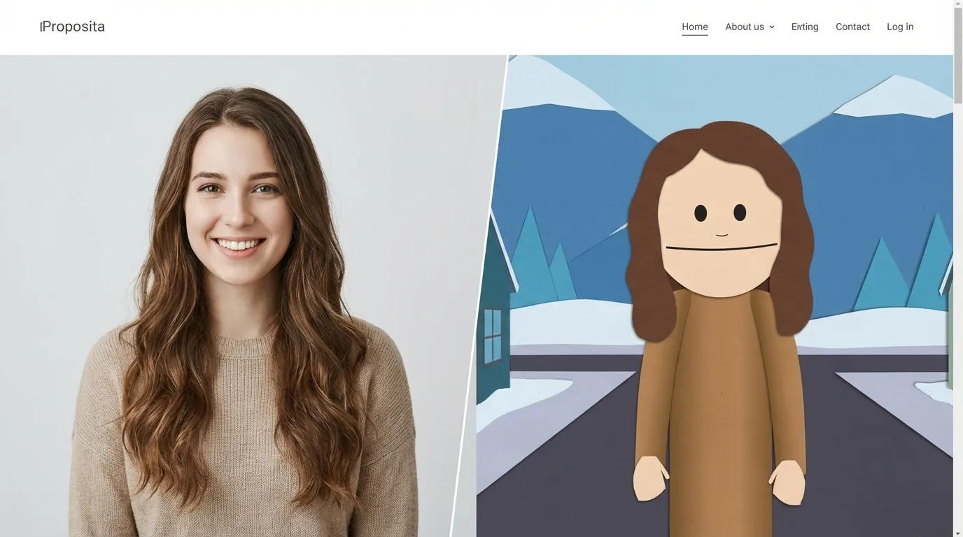 Before and after: photo transformed into South Park construction paper cutout portrait